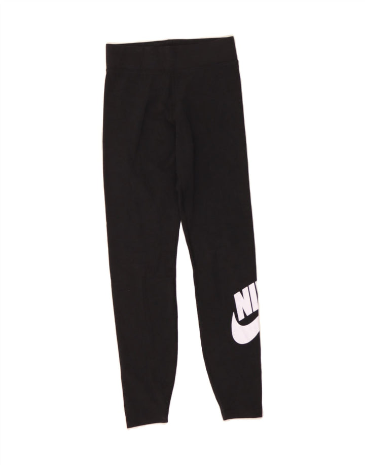 NIKE Womens Graphic Leggings UK 10 Small  Black Cotton Vintage Nike and Second-Hand Nike from Messina Hembry 