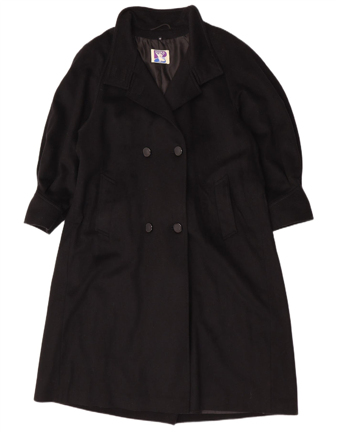 Женское двубортное пальто Yessica UK 20 2XL, черная шерсть