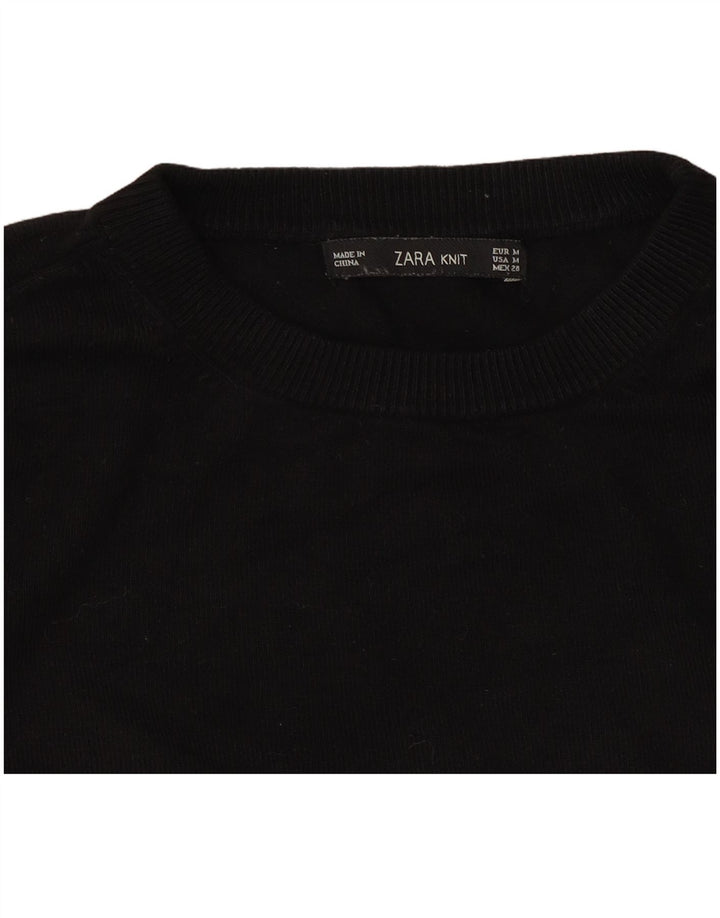 Женский джемпер с круглым вырезом Zara UK 12, средний черный