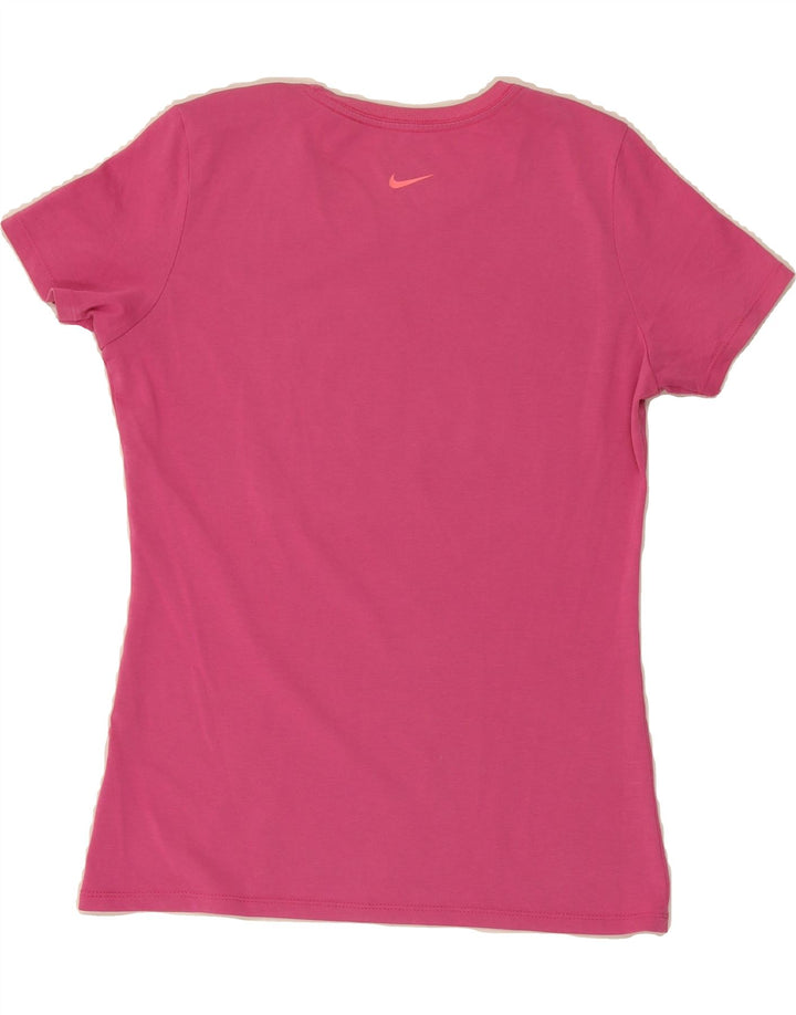 NIKE Womens Dri Fit Graphic T-Shirt Top UK 12 Medium Pink Vintage Nike and Second-Hand Nike from Messina Hembry 