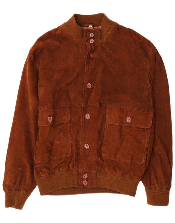 Винтажный мужской замшевый бомбер IT 56 3XL Коричневый кожаный