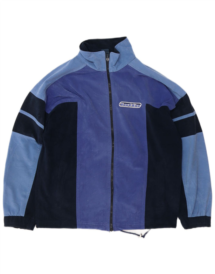 Lotto Мужской велюровый спортивный костюм среднего размера, темно-синий, полиэстер с цветными блоками