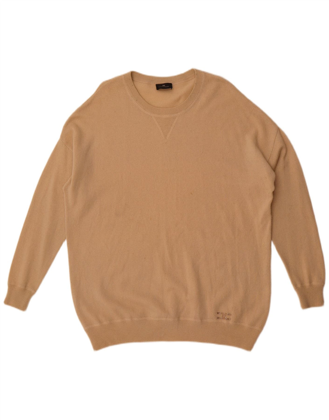 Женский джемпер с круглым вырезом Elisabetta Franchi IT 40, маленький бежевый