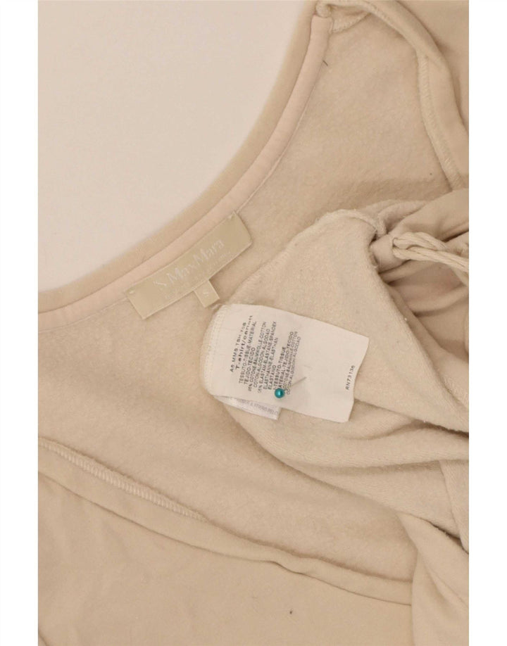 Женский топ Max Mara с длинным рукавом, Великобритания, 10 маленьких размеров, бежевый хлопок