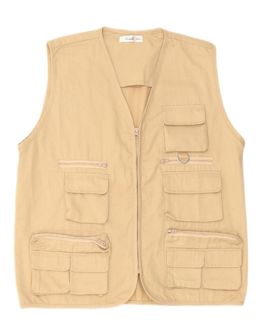 VINTAGE Womens Utility Gilet UK 44 2XL Beige Polyester
