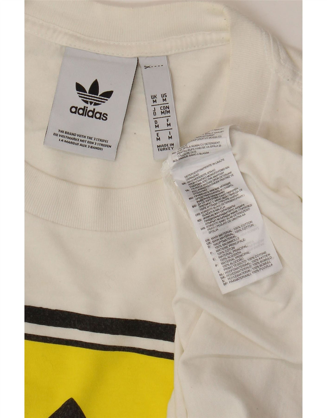 Мужская футболка ADIDAS с рисунком, средний размер, белый хлопок, хлопок