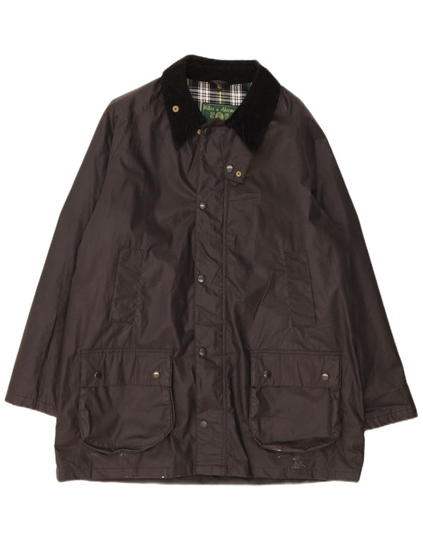 Wikes & Akerman Mens Waxed Cotton Jacket UK 42 XL Black Polyester