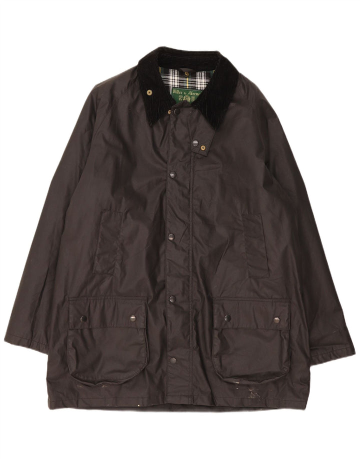 Мужская куртка из вощеного хлопка Wikes & Akerman UK 42 XL, черный полиэстер