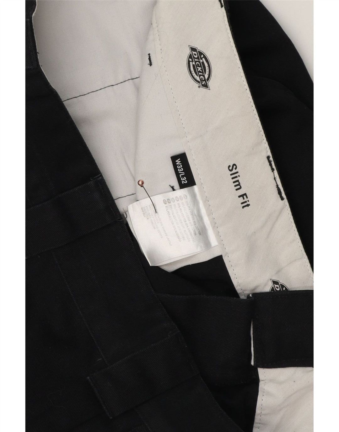 Мужские брюки-чиносы Dickies Slim Fit W33 L32, черный полиэстер