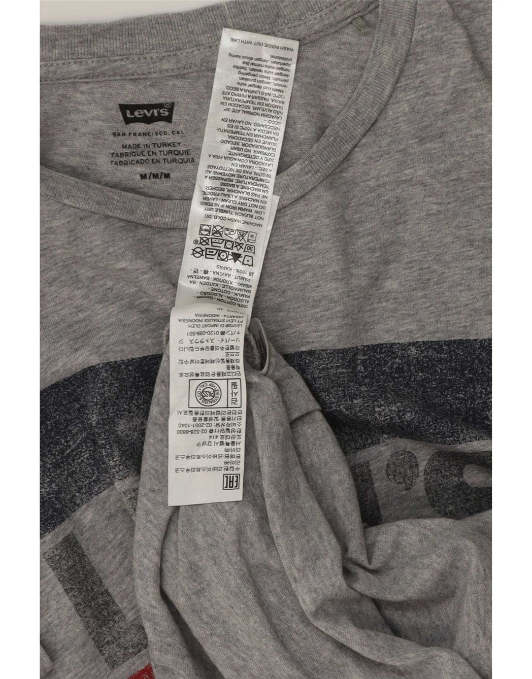 Мужская футболка с рисунком Levi's, хлопковый топ среднего серого цвета с крапинками