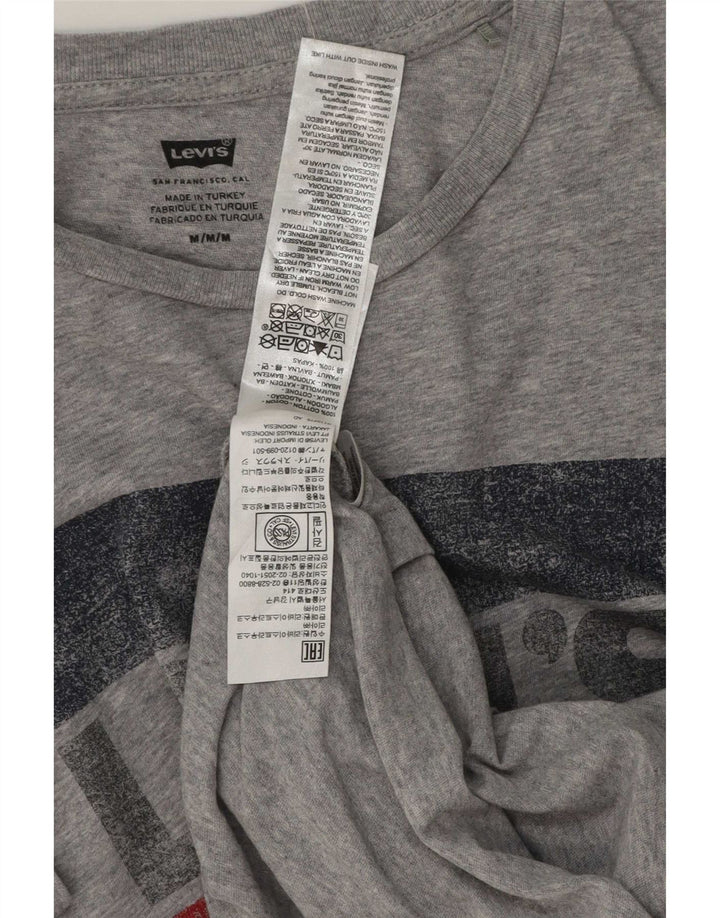 Мужская футболка с рисунком Levi's, хлопковый топ среднего серого цвета с крапинками