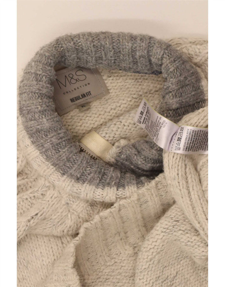 Мужской джемпер обычного кроя с воротником на молнии Marks & Spencer XL, белый в крапинку