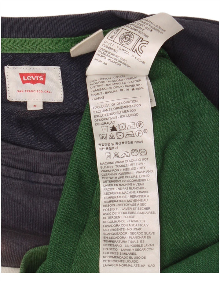 Мужской свитшот с рисунком Levi's, маленький зеленый хлопковый джемпер с цветными блоками