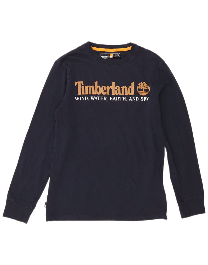 Мужской топ Timberland стандартного кроя с рисунком и длинными рукавами, маленький размер, темно-синий, хлопок