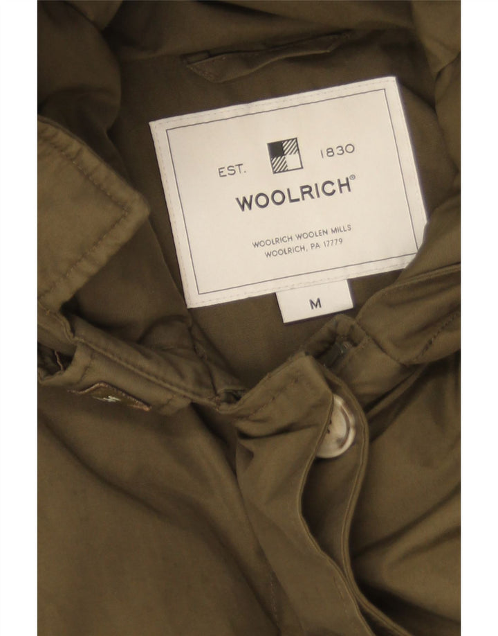 Женская парка Woolrich с капюшоном UK 14, хлопок среднего цвета хаки