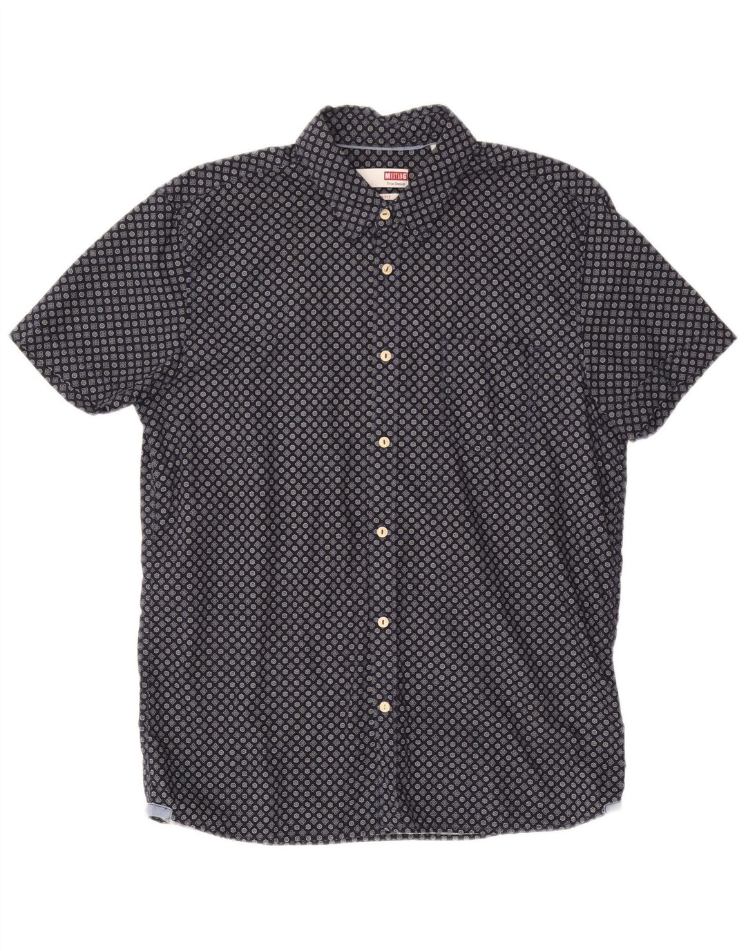 MUSTANG Мужская приталенная рубашка с коротким рукавом, большая темно-синяя хлопковая рубашка с цветочным принтом