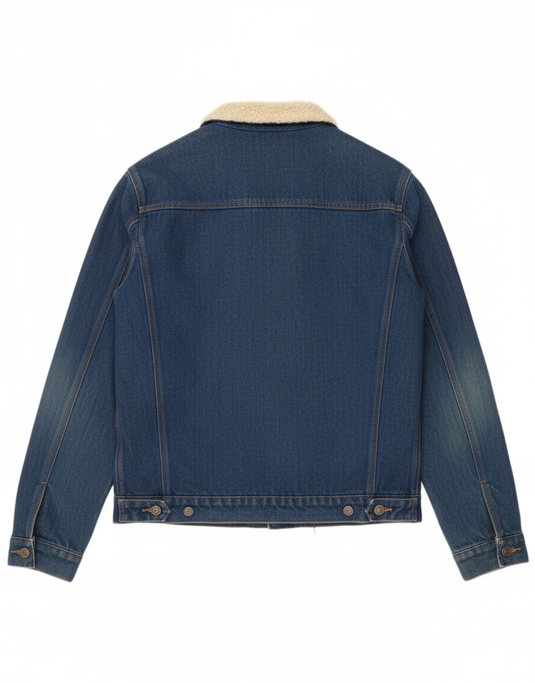 BLAKELY Mens Denim Sherpa Jacket UK 40 Large Blue Cotton