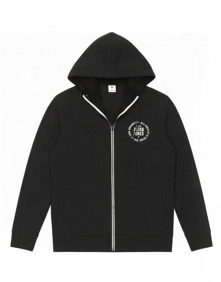 Мужской свитер с капюшоном на молнии Jack & Jones XL, черный полиэстер