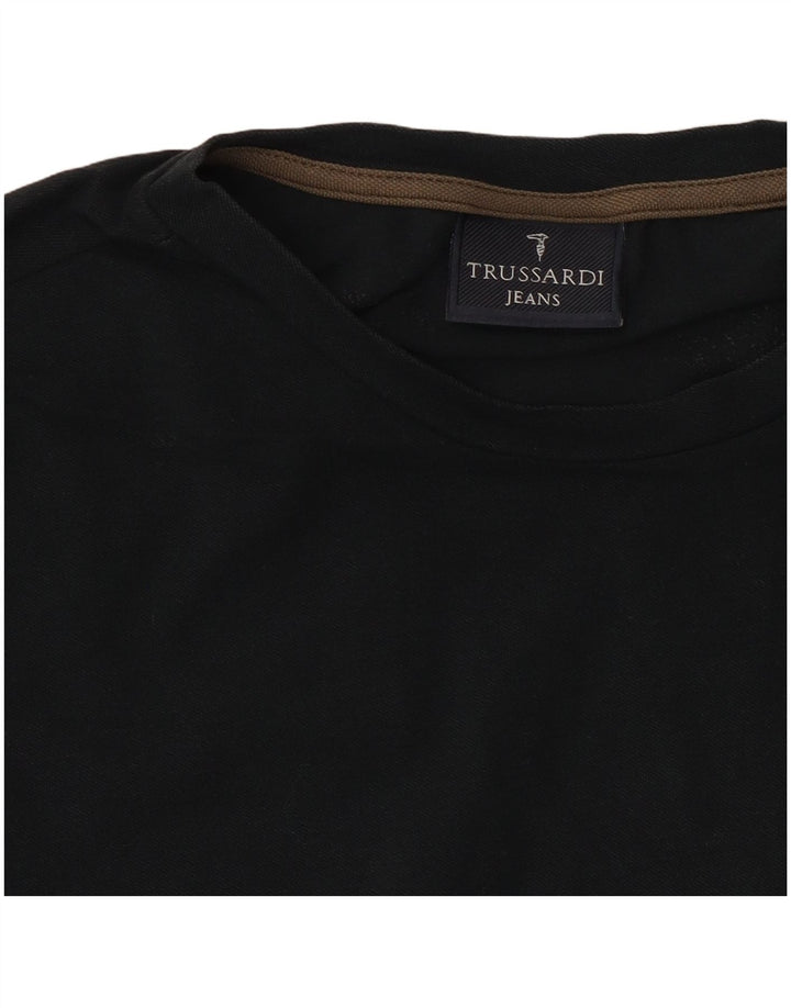 TRUSSARDI JEANS Мужская футболка с рисунком Топ среднего размера, черный хлопок