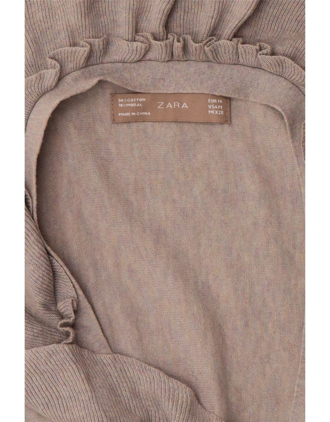 Женский кардиган оверсайз с оборками спереди Zara UK 14, средний серый цвет