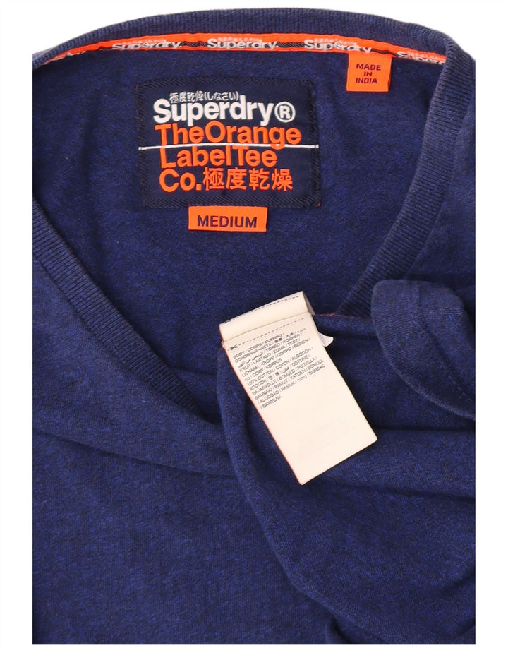 Мужской топ Superdry из хлопка с длинными рукавами среднего синего цвета в крапинку