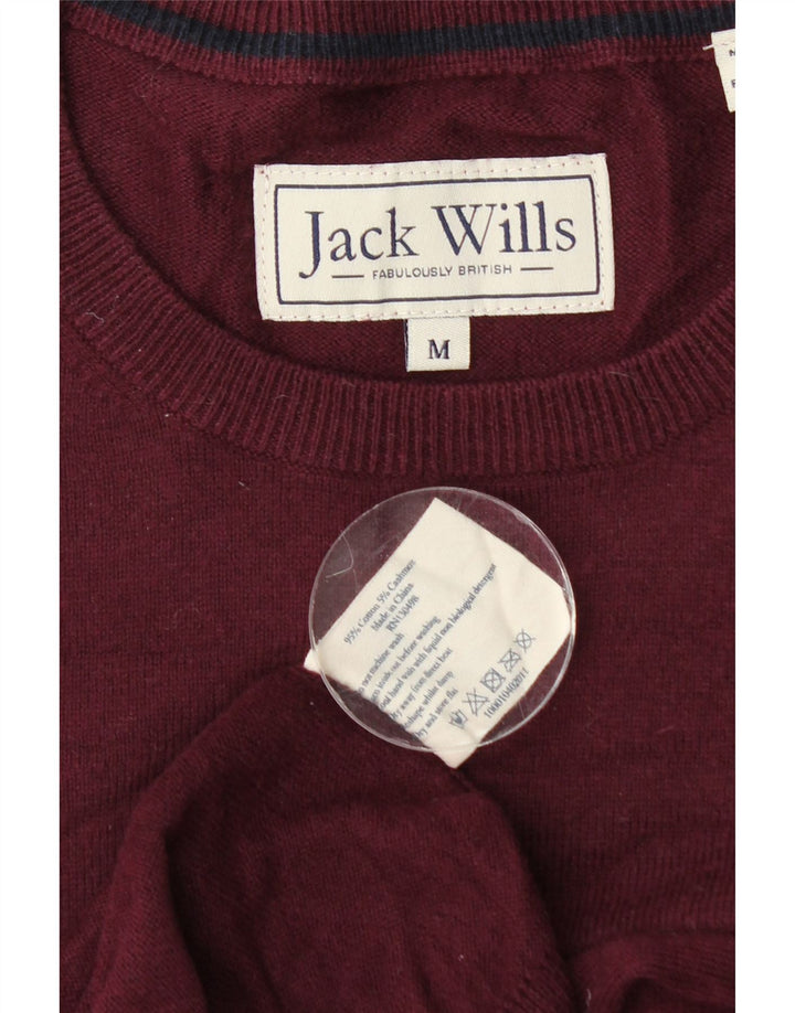Мужской джемпер с круглым вырезом Jack Wills, средний бордовый хлопковый свитер