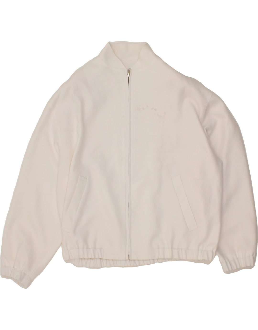 VINTAGE Womens Oversized Bomber Jacket UK 12 Medium  White Polyester Vintage Vintage and Second-Hand Vintage from Messina Hembry 