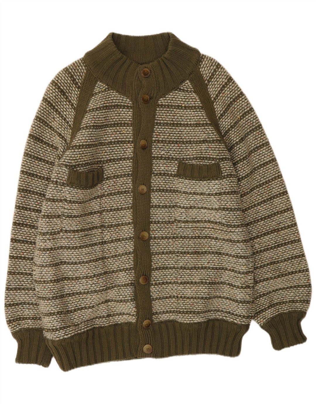 Мужской кардиган Missoni, шерстяной свитер среднего цвета хаки в полоску