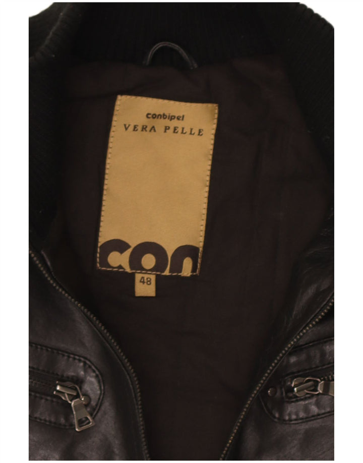 Женская укороченная кожаная куртка Conbipel IT 48 XL Черная