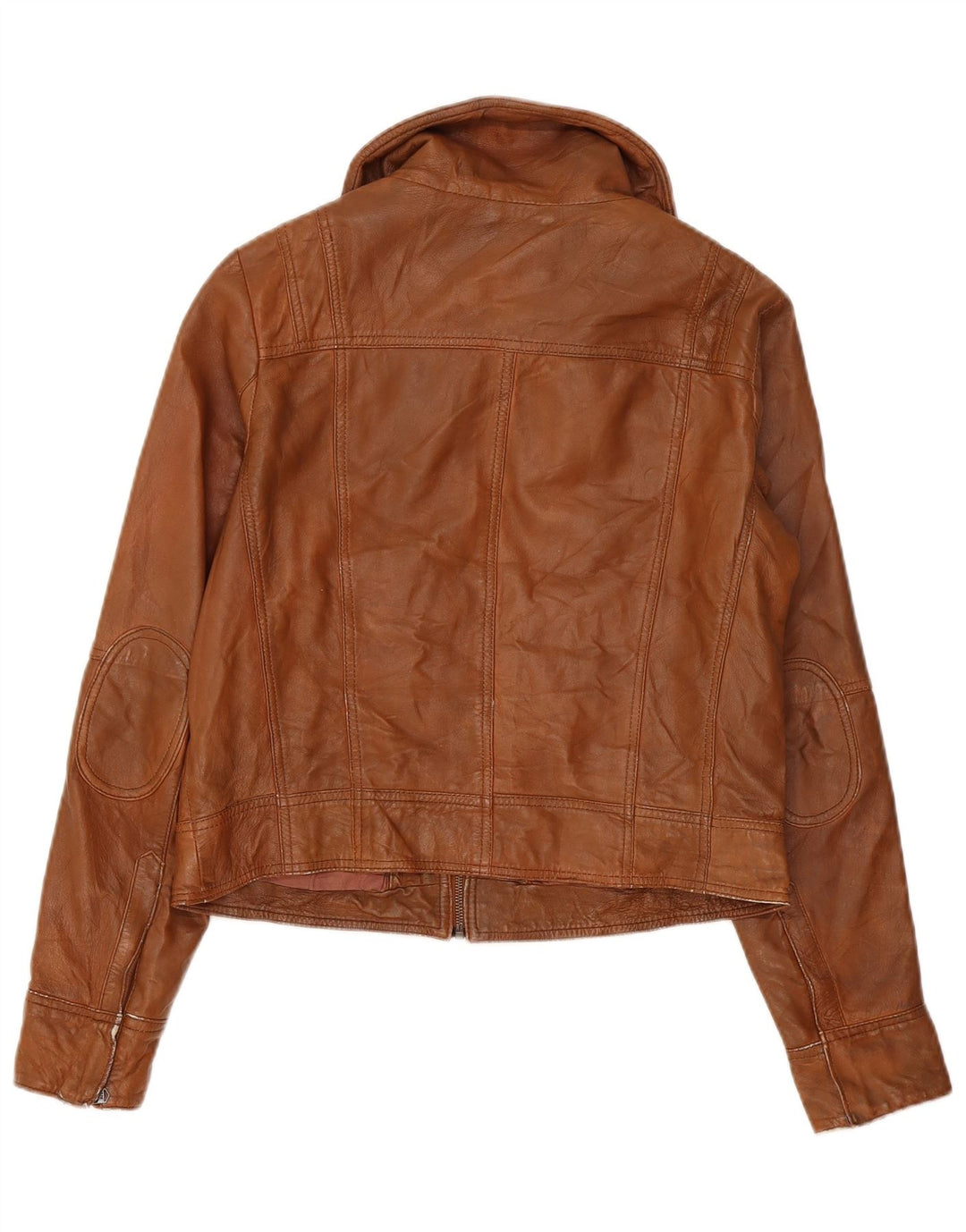 PEPE Jeans Женская укороченная кожаная куртка UK 18 XL Коричневая