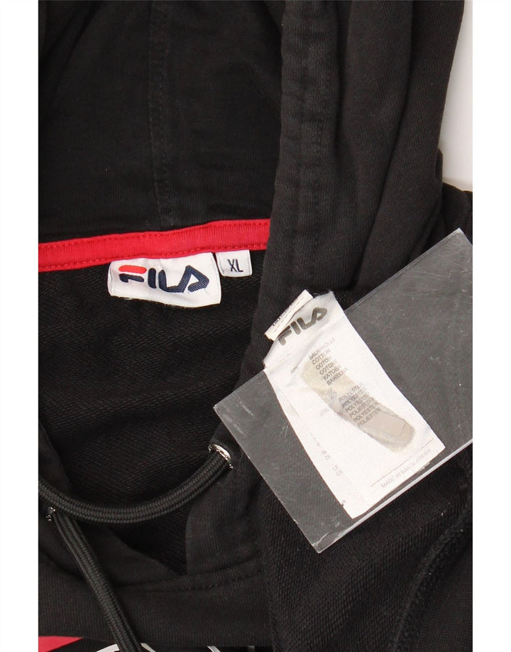 Женский укороченный джемпер с капюшоном FILA, Великобритания, размер 18 XL, черный, хлопок с цветными блоками