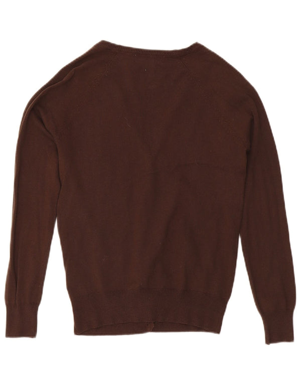 Женский кардиган Zara UK 12, хлопковый средний коричневый цвет