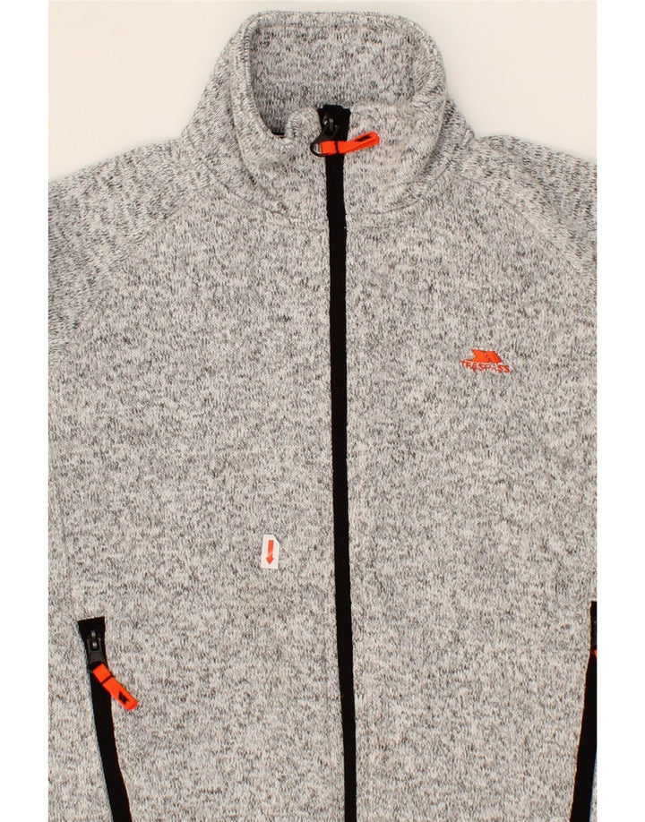 TRESPASS Boys Tracksuit Top Jacket 9-10 Years Grey Flecked Polyester Vintage Trespass and Second-Hand Trespass from Messina Hembry 