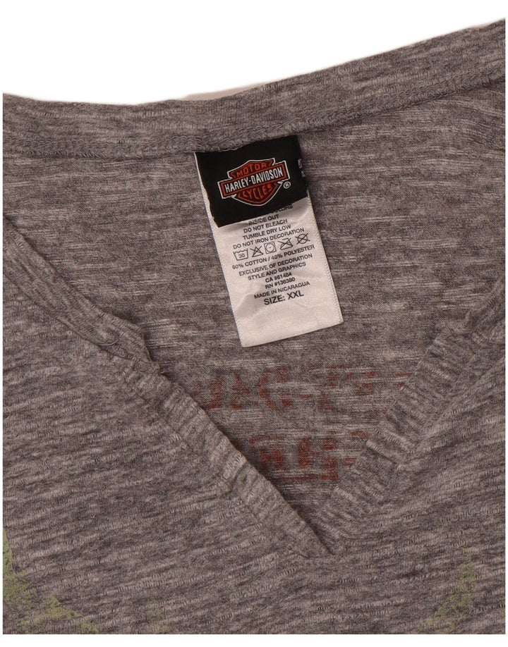Мужской топ Harley Davidson с длинным рукавом и рисунком, 2XL, серый хлопок с крапинками