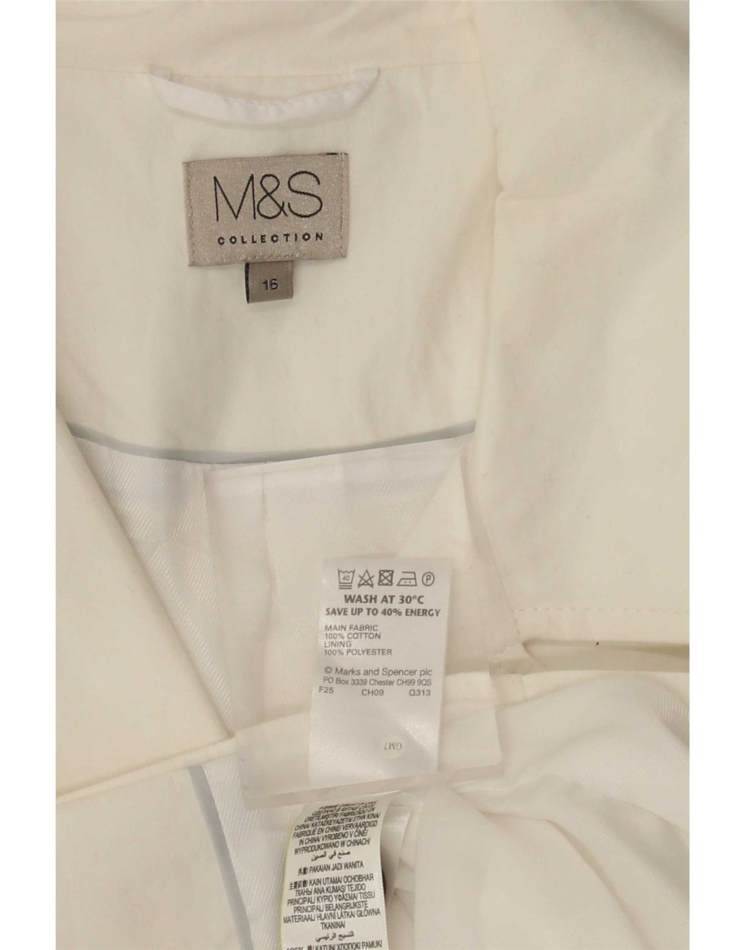 Женский короткий тренч Marks & Spencer UK 16, большой белый хлопок