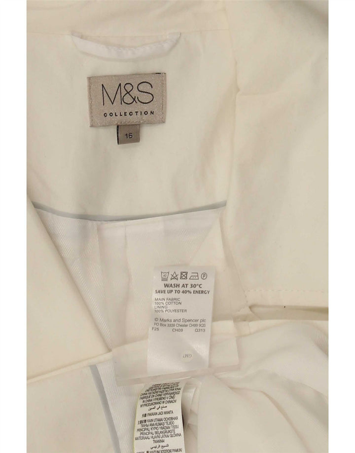 Женский короткий тренч Marks & Spencer UK 16, большой белый хлопок