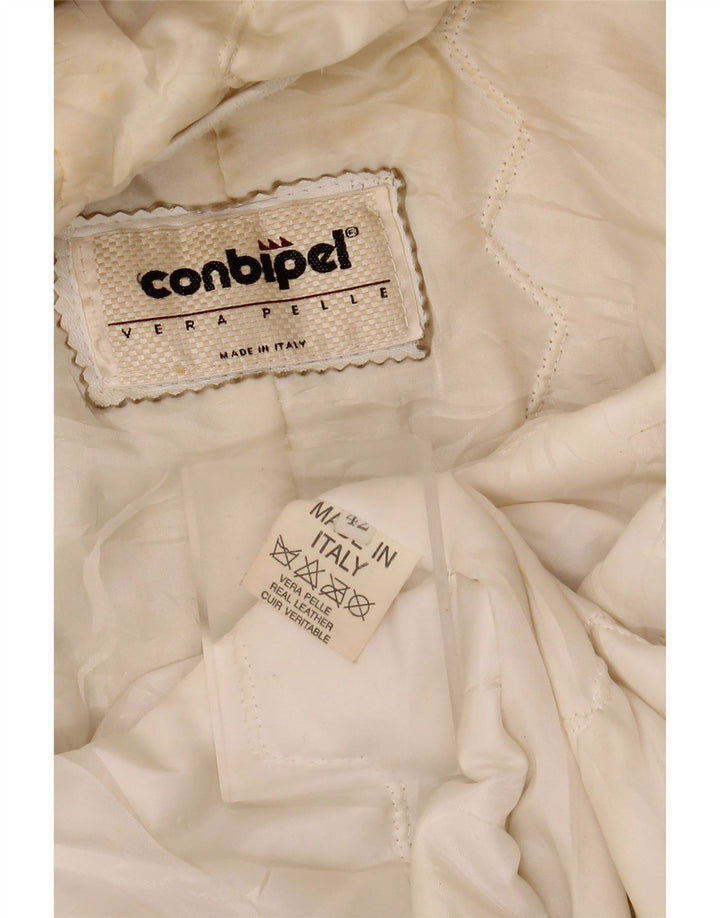CONBIPEL Женская кожаная куртка с капюшоном IT 42 Medium White Leather