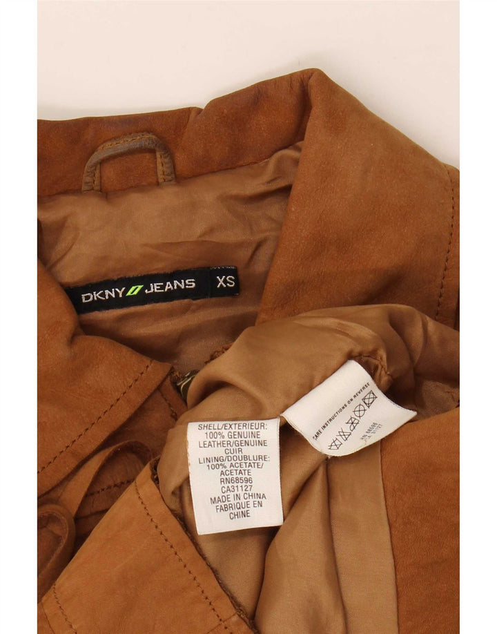 Женская укороченная замшевая куртка Dkny UK 6 XS бежевая кожаная