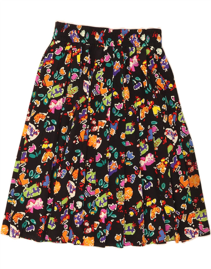 VINTAGE Womens Abstract Pattern A-Line Skirt EU 40 Medium W24  Black Vintage Vintage and Second-Hand Vintage from Messina Hembry 