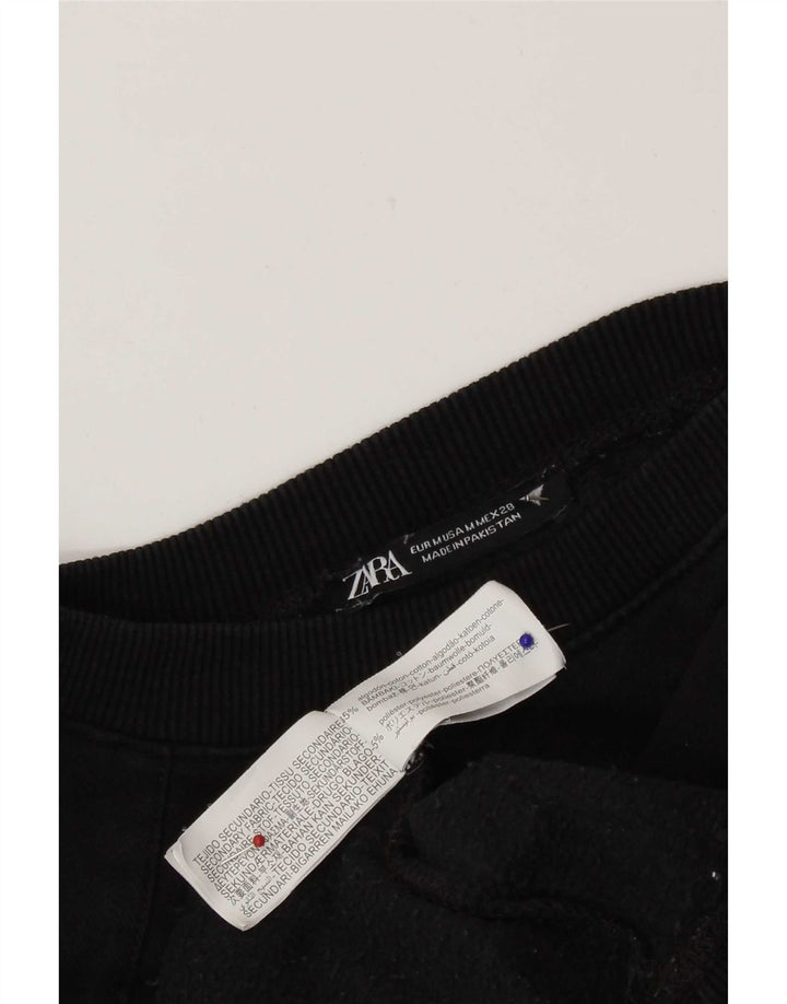Женский укороченный свитшот оверсайз Zara UK 14, средний черный хлопок