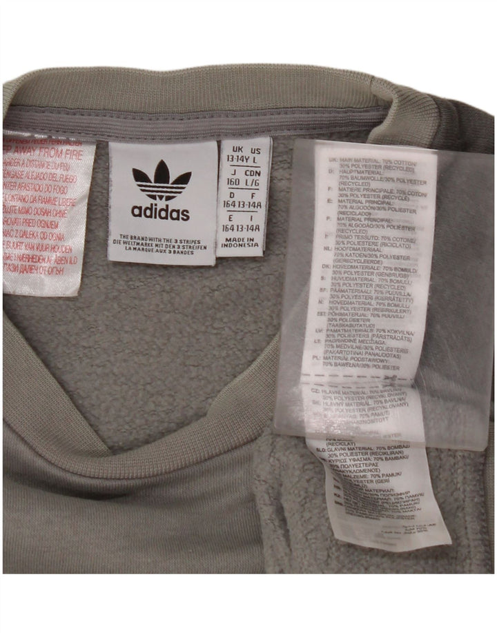 Джемпер с рисунком ADIDAS для мальчиков 13-14 лет, серый, хлопок с цветными блоками