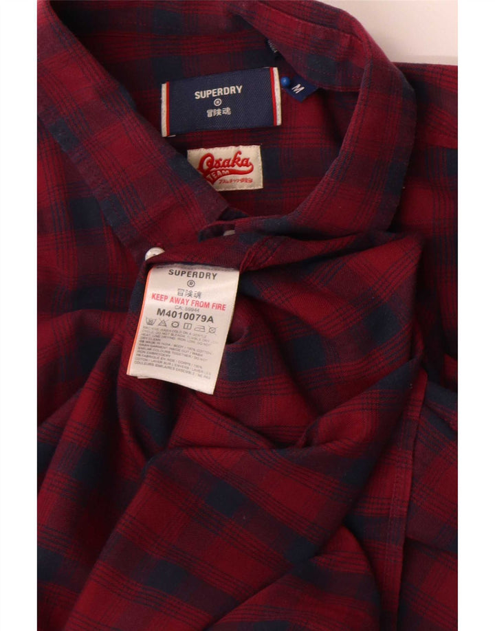 Мужская фланелевая рубашка Superdry среднего размера, бордовая клетка, хлопок