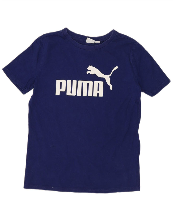 Футболка с рисунком Puma для мальчиков, топ 10–11 лет, средний синий хлопок, синий цвет