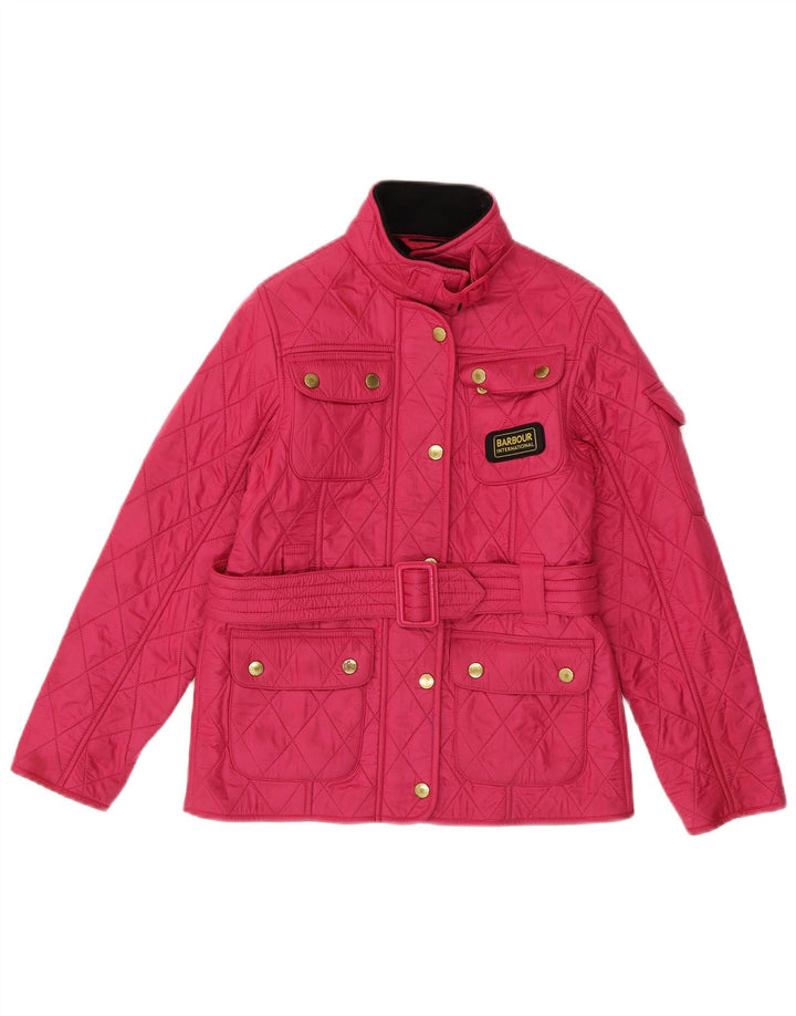 BARBOUR Girls Quilted Jacket 8-9 Years Medium Pink