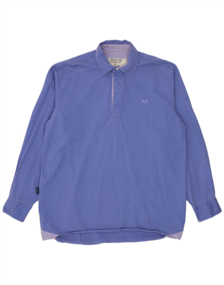 Crew Clothing Мужская пуловерная рубашка среднего синего цвета из хлопка