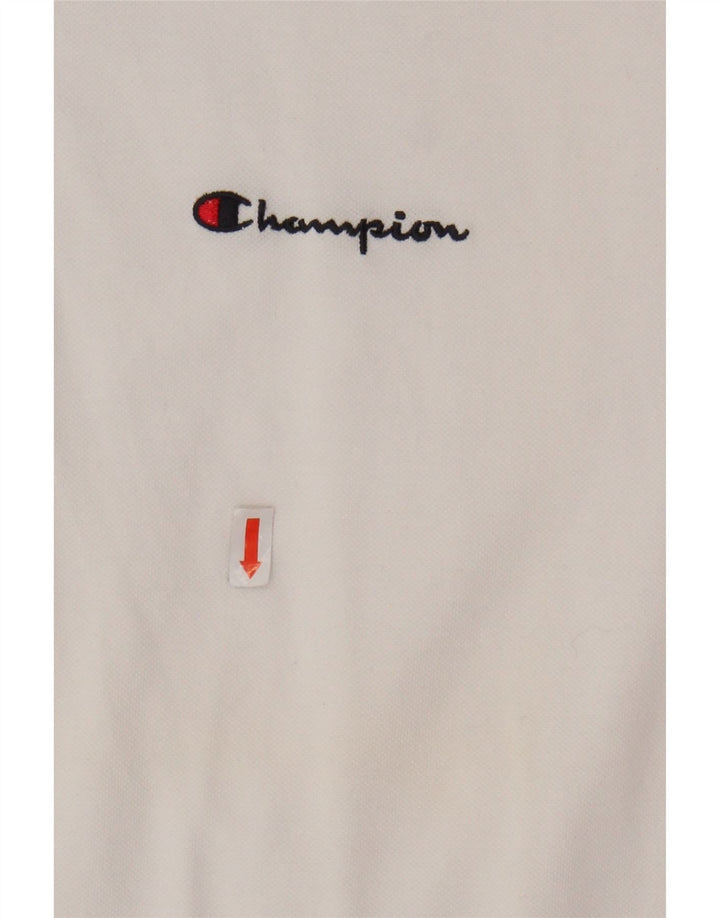 CHAMPION Mens Easy Fit Polo Shirt Medium White Cotton
