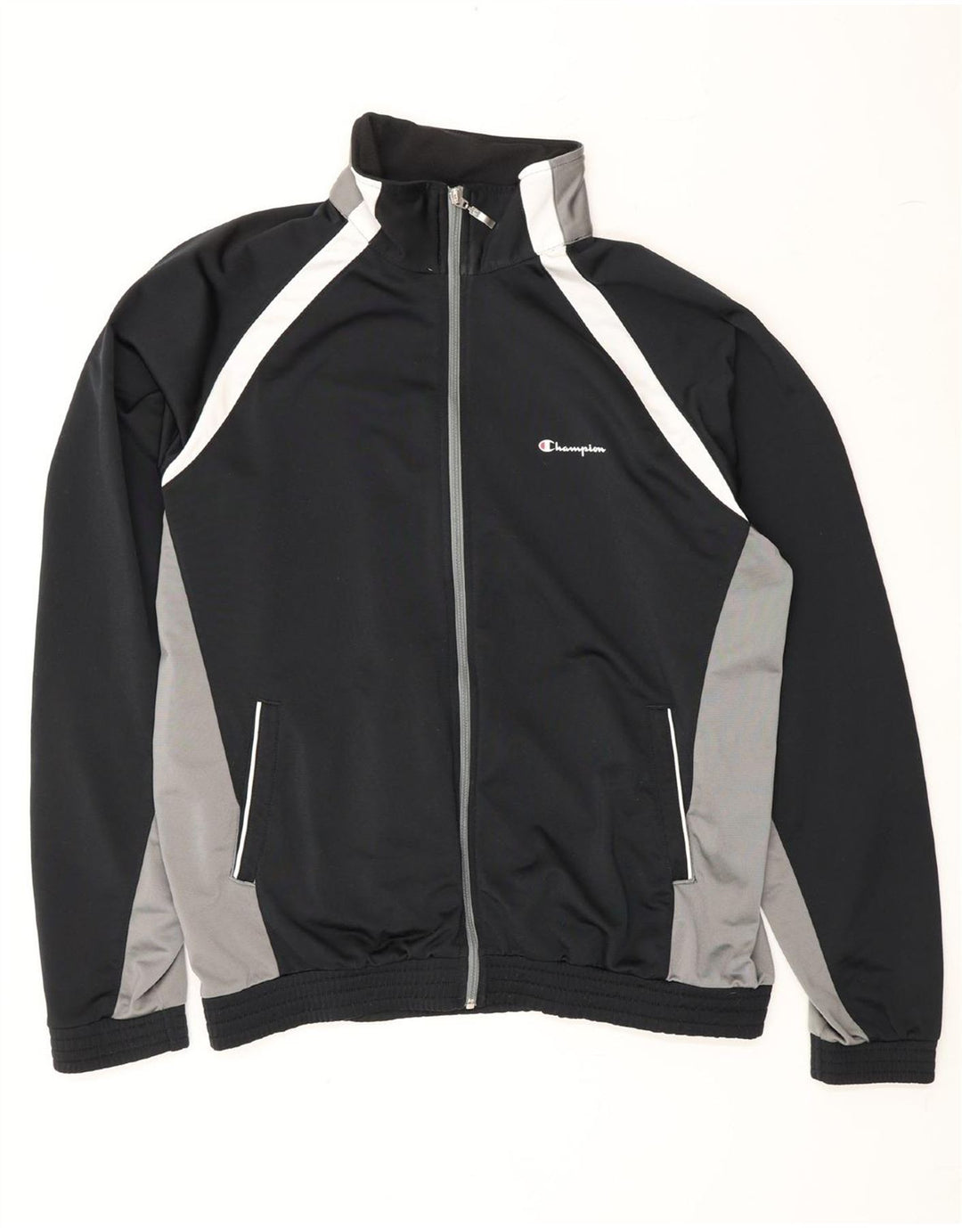 CHAMPION Mens Tracksuit Top Jacket 2XL Black Colourblock Polyester Vintage Champion and Second-Hand Champion from Messina Hembry 