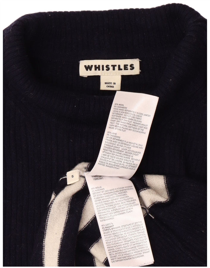 Женский джемпер с высоким воротником WHISTLES UK 10, маленький темно-синий в полоску