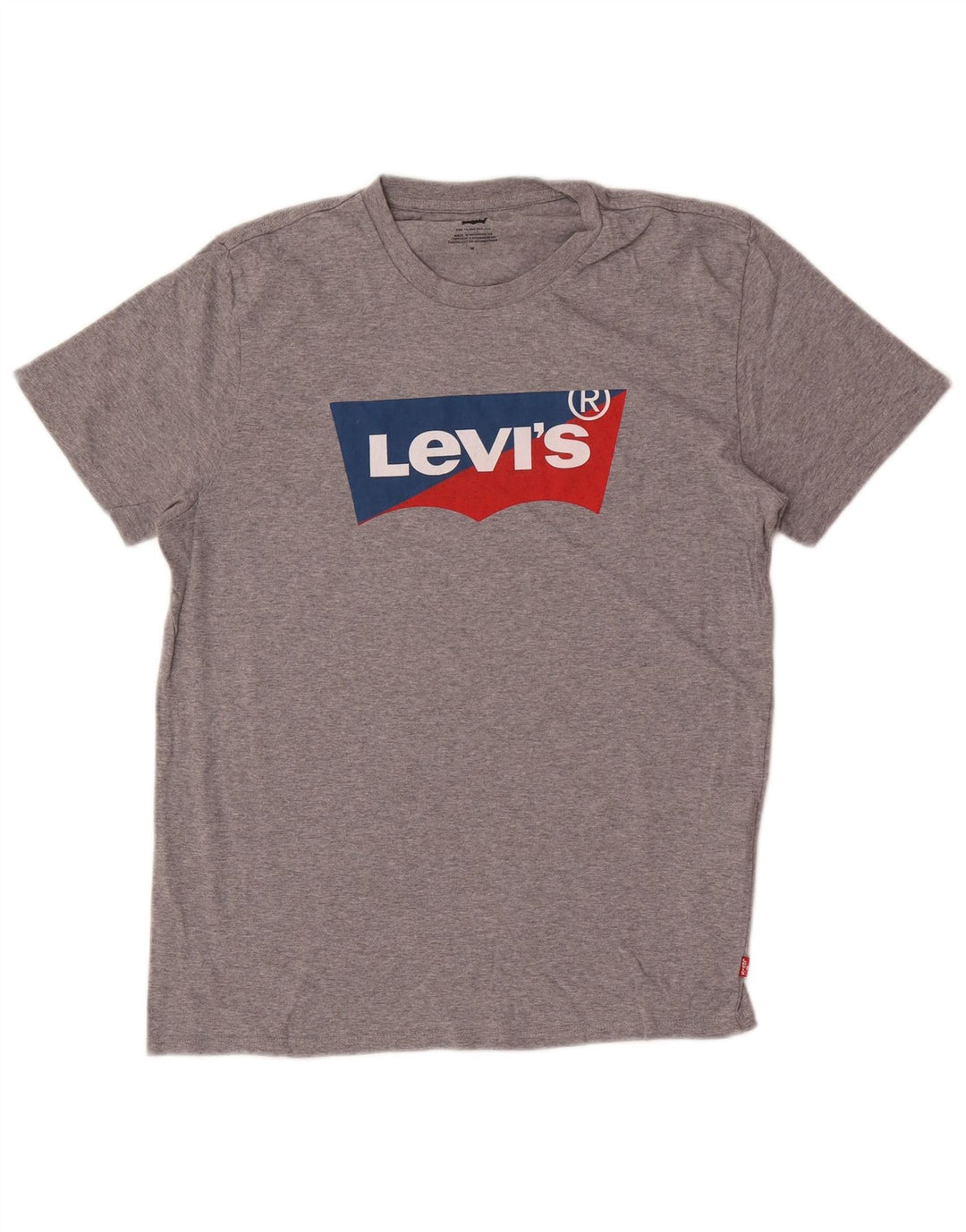 Мужская футболка с рисунком Levi's, хлопковый топ среднего серого цвета с крапинками