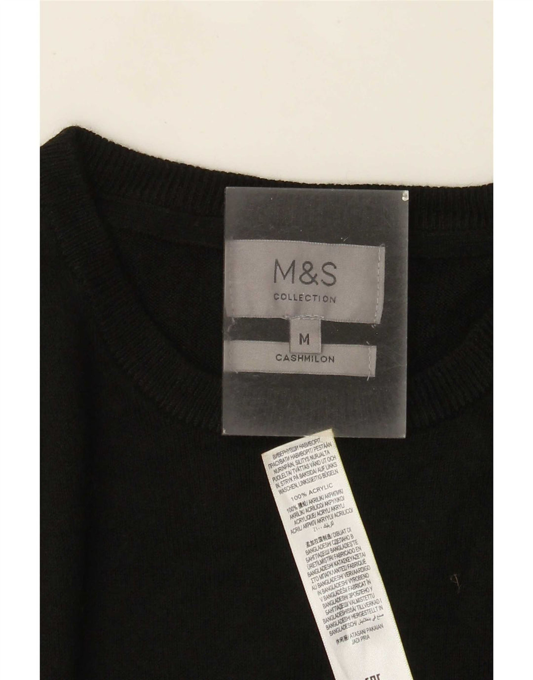Мужской джемпер с круглым вырезом Marks & Spencer, средний черный акрил